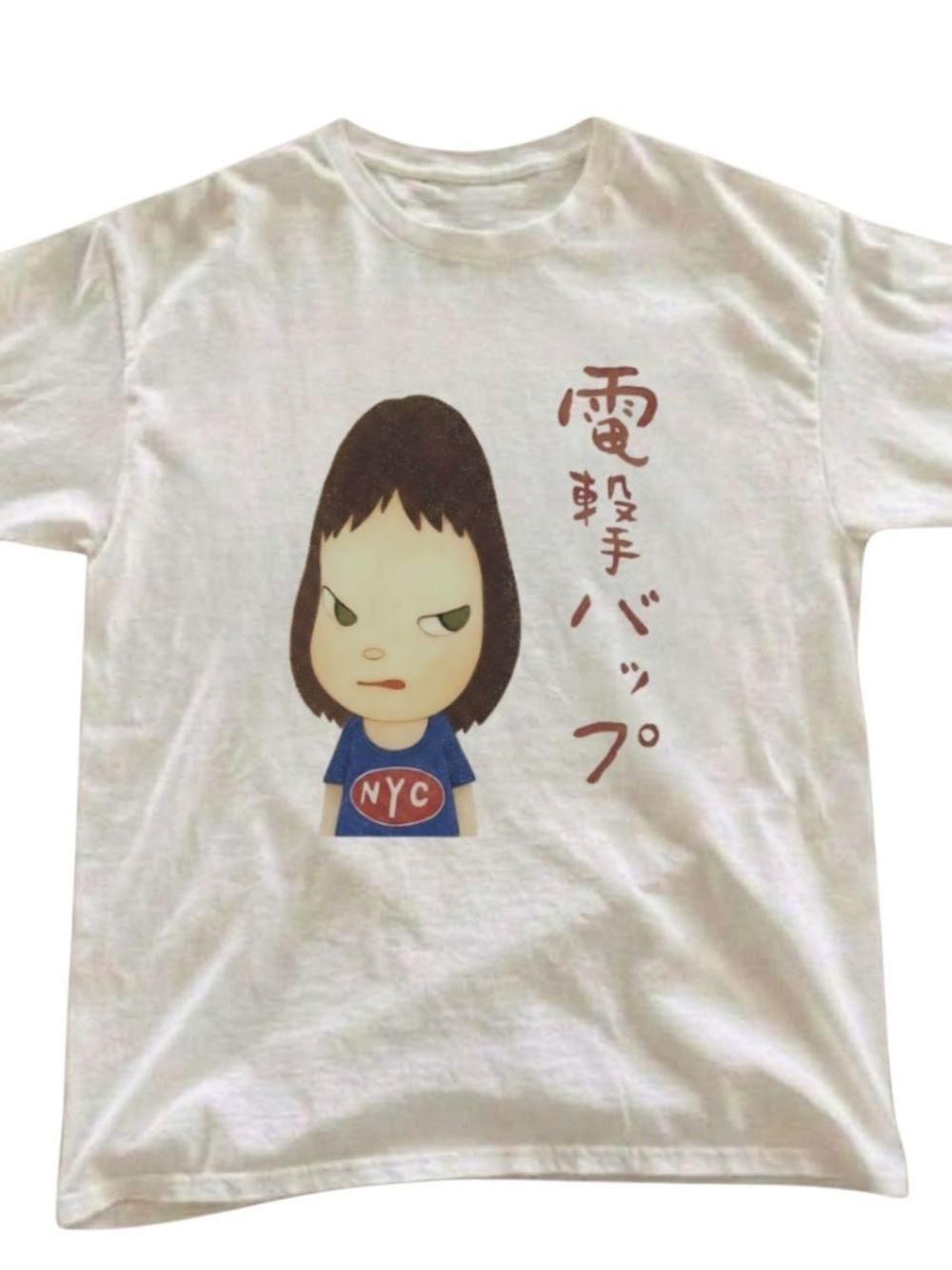 Gildan White Short Sleeve Tee Yoshitomo Nara Character Graphic